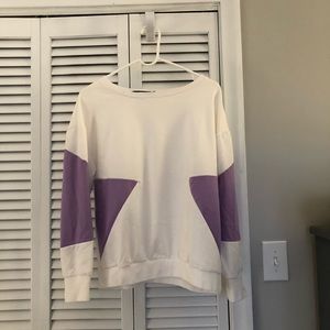 Zaful Purple and White Color Block Crewneck